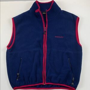 Timberland Men’s Fleece Vest Blue Red Zip Up Outdoor Hiking Size XL